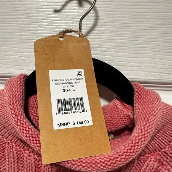 Faherty Sunwashed Cotton Rollneck Sweater - Baroque Rose -  NWT - Women’s Size X - Picture 10 of 10